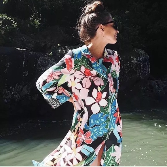 Zara Tropical Print Overshirt Jacket Kimono Floral - Picture 3 of 8